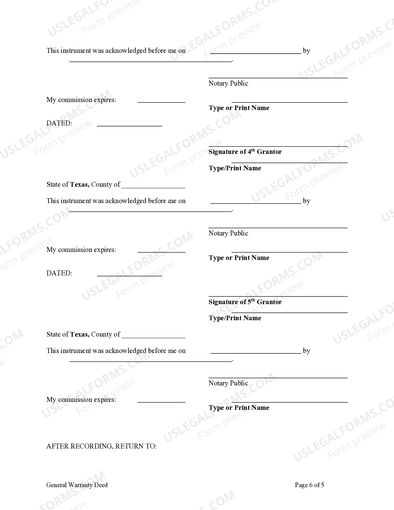 Preview General Warranty Deed Transferring Life Estate from Five Individuals to an Individual