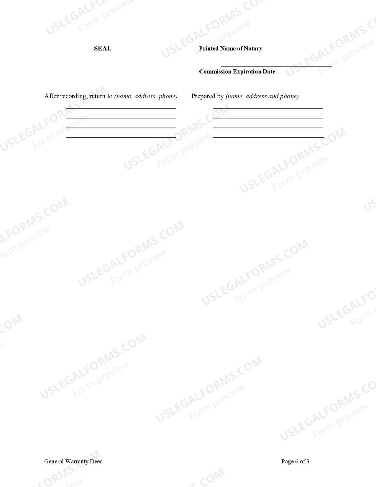 Preview General Warranty Deed from Individual to Five (5) Individuals