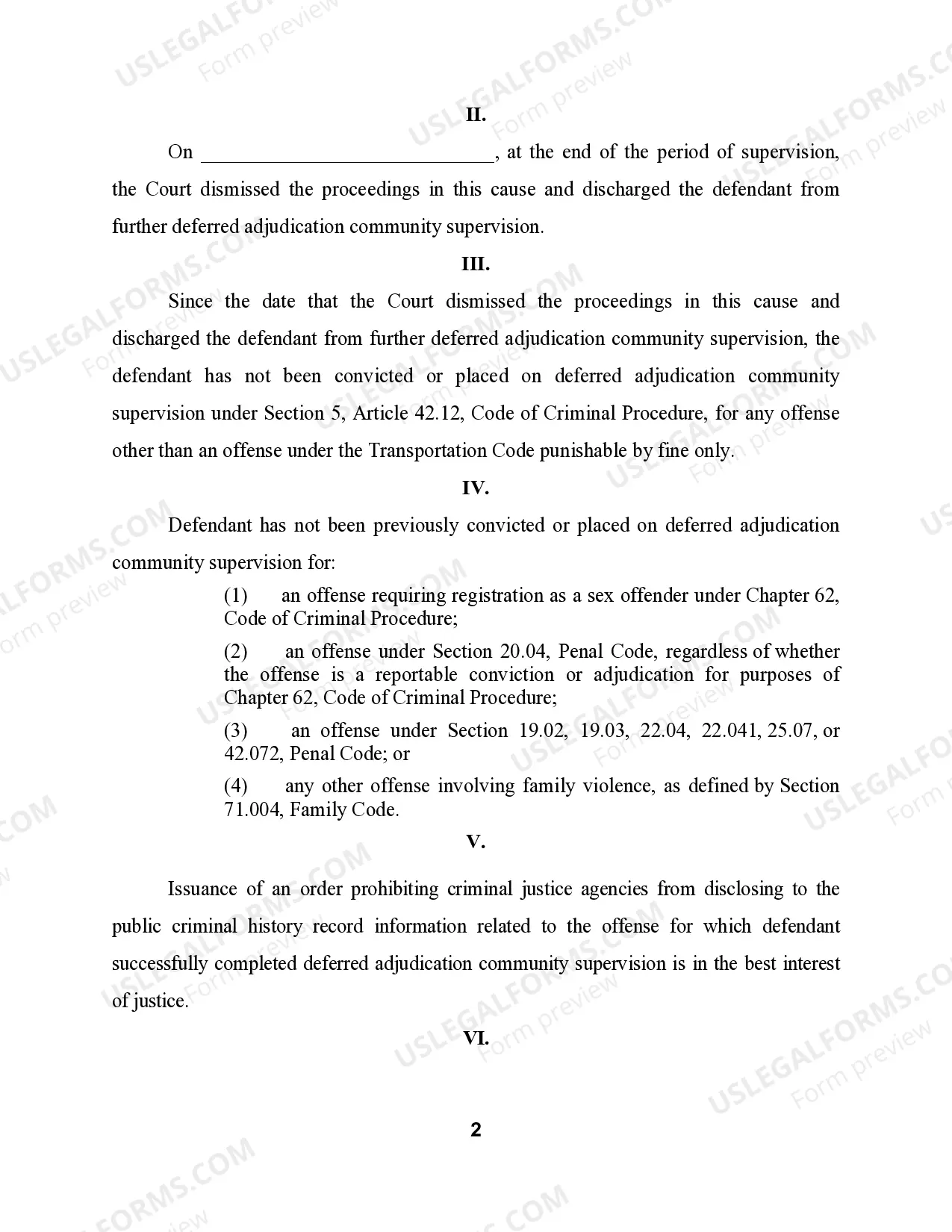 Preview Texas Petition for Non-Disclosure of Criminal History Records