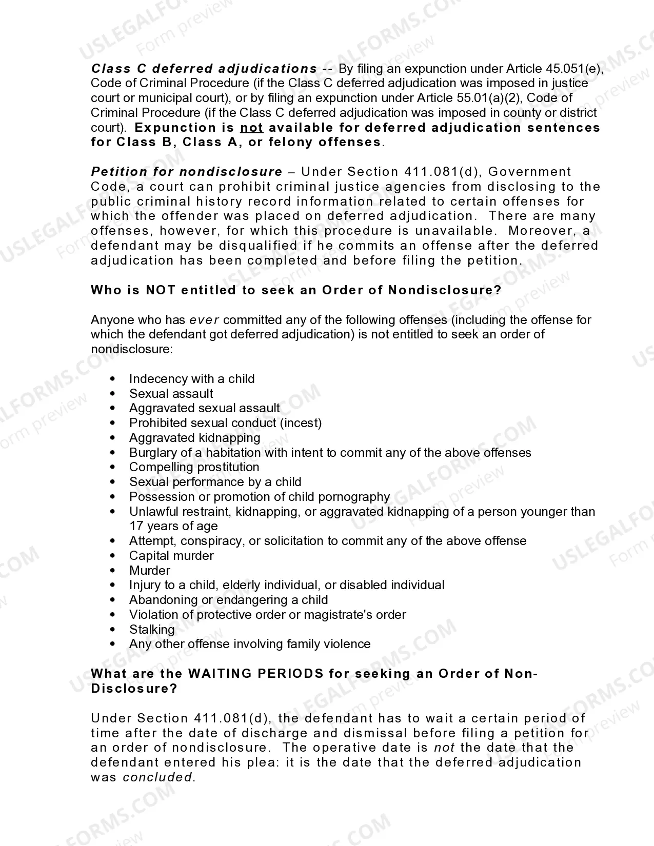 Preview Texas Non-Disclosure of Criminal Records Law