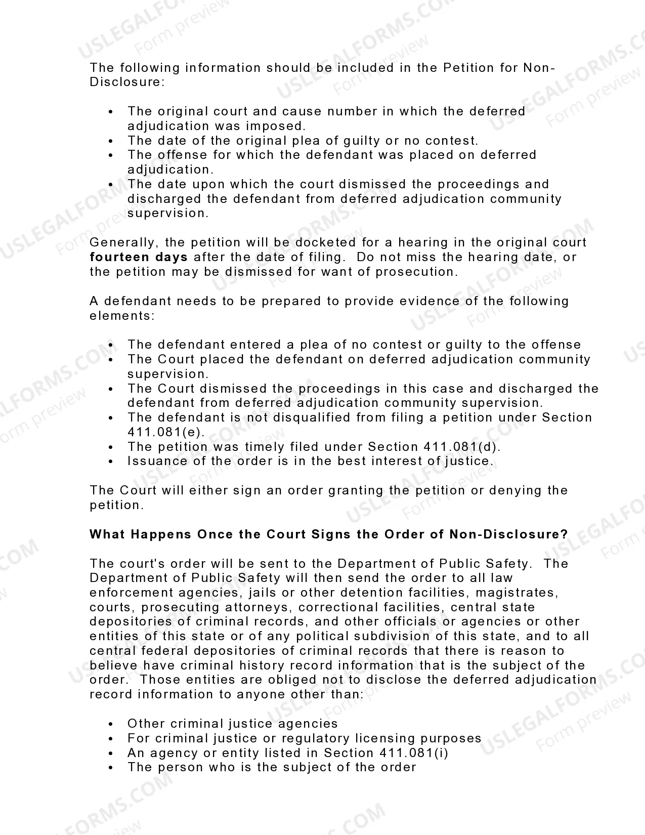 Preview Texas Non-Disclosure of Criminal Records Law