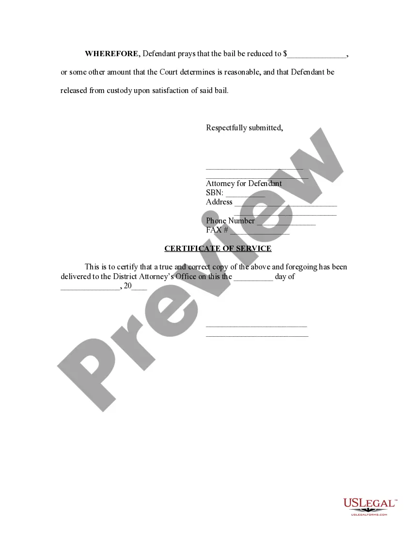 Preview Motion to Release Defendant and Set Reasonable Bail