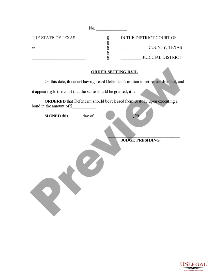 Preview Motion to Release Defendant and Set Reasonable Bail