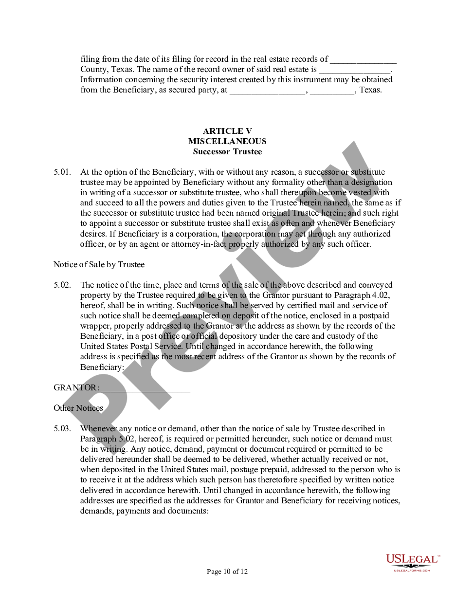 page 9 Deed of Trust and Security Agreement preview