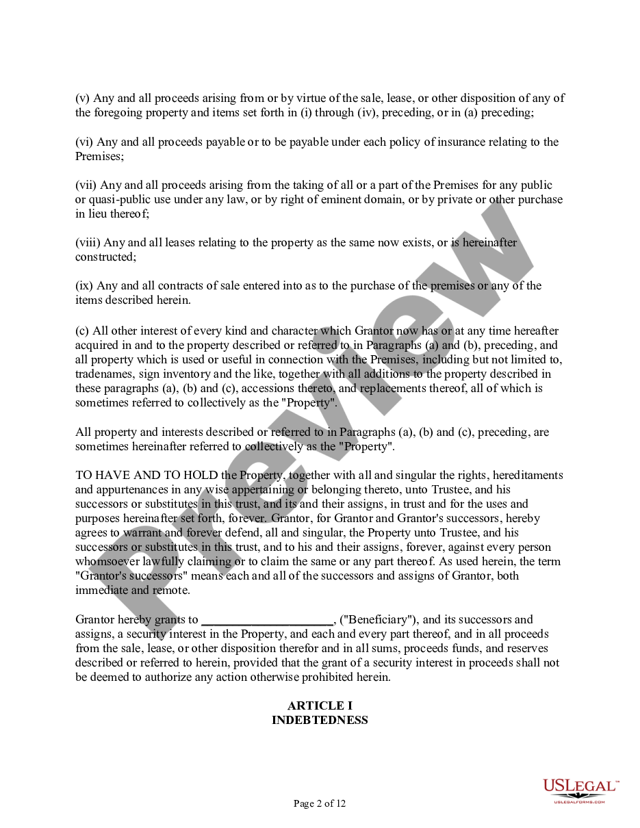 page 1 Deed of Trust and Security Agreement preview