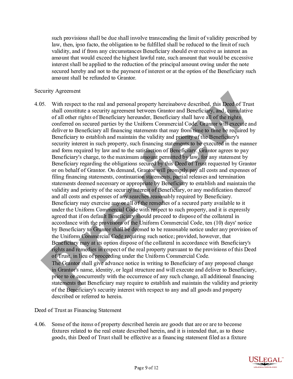 form Deed of Trust and Security Agreement preview