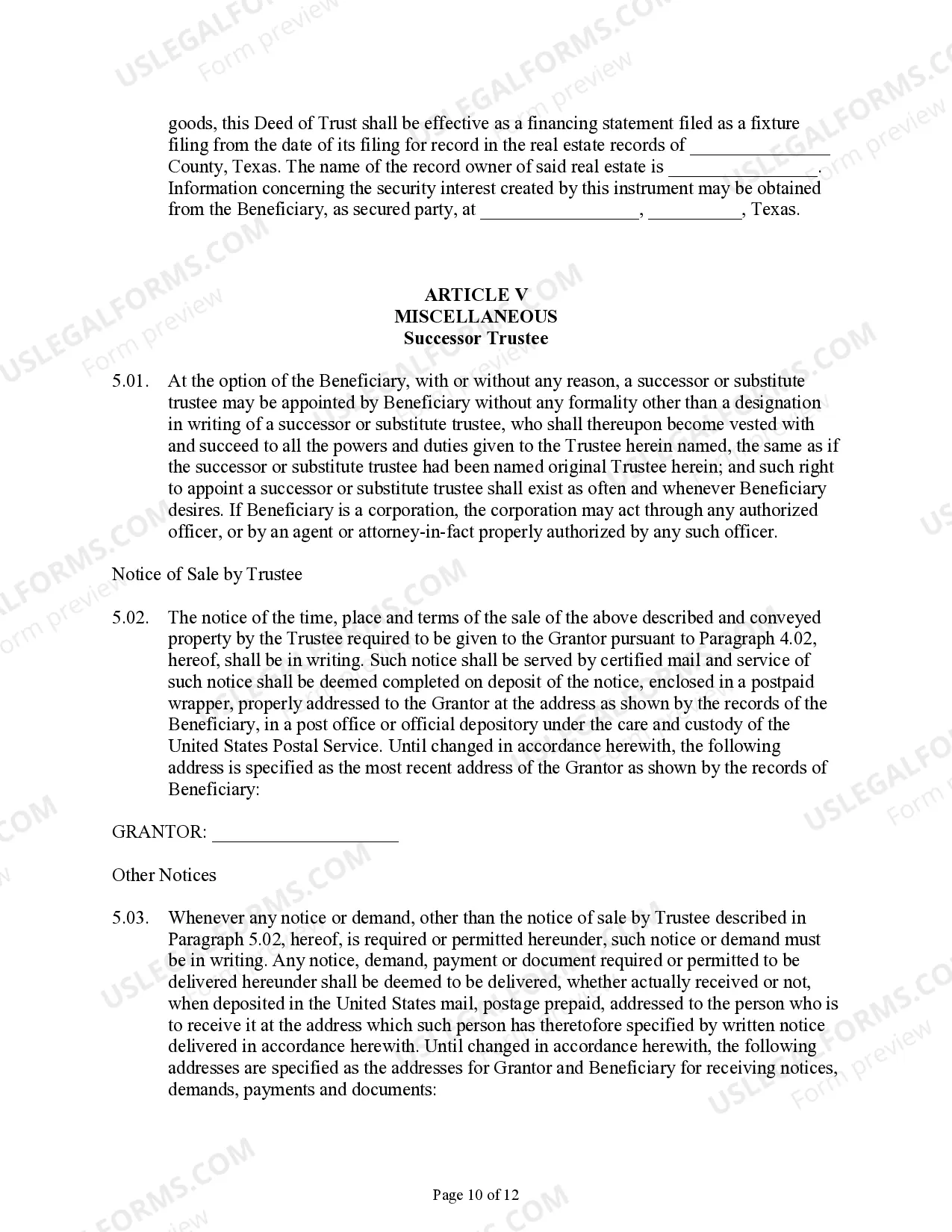 Preview Deed of Trust and Security Agreement