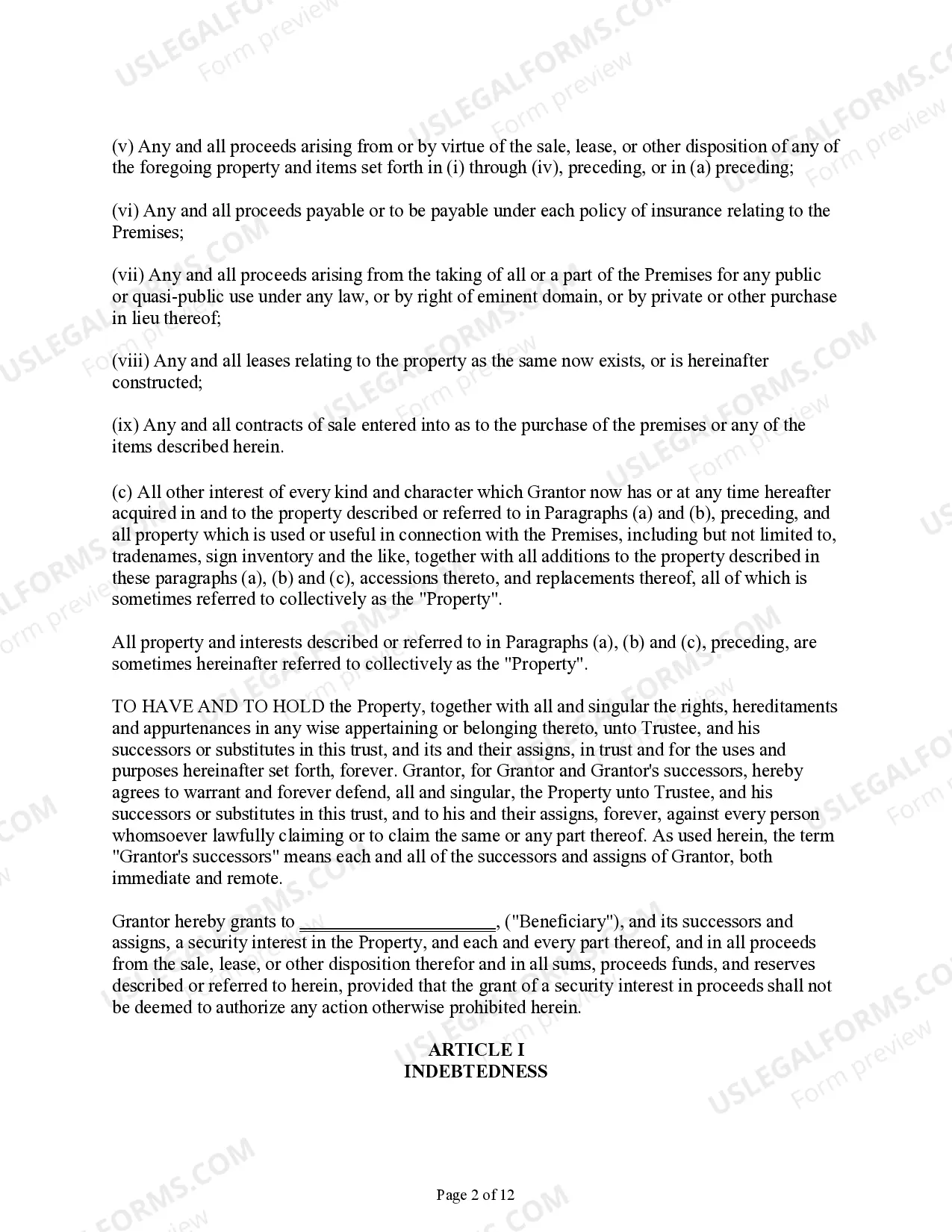 Preview Deed of Trust and Security Agreement