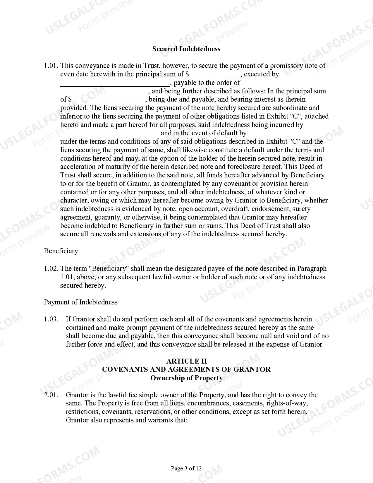 Preview Deed of Trust and Security Agreement