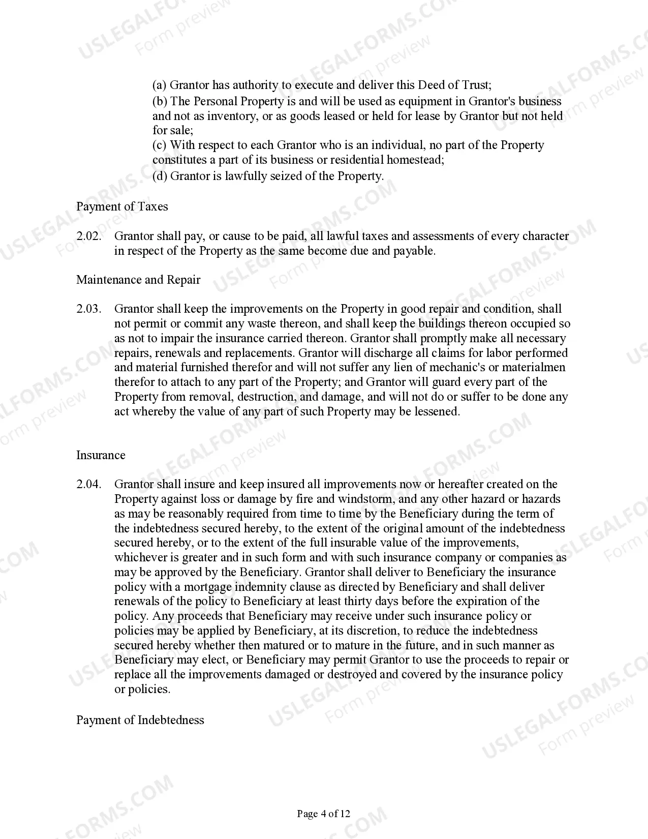 Preview Deed of Trust and Security Agreement