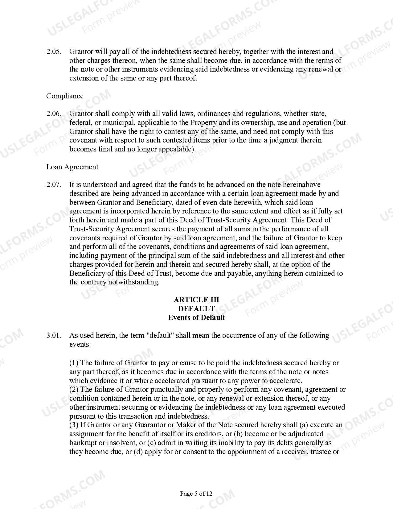 Preview Deed of Trust and Security Agreement