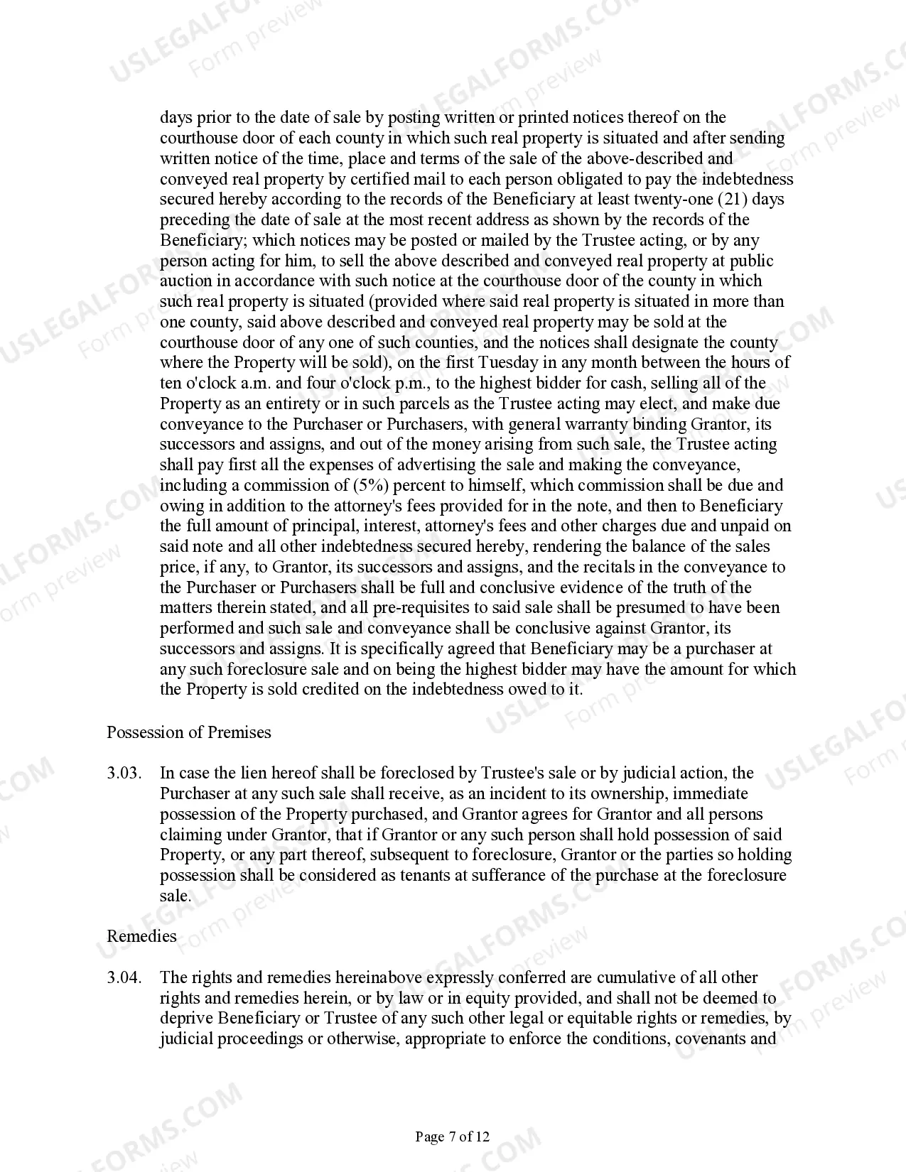 Preview Deed of Trust and Security Agreement