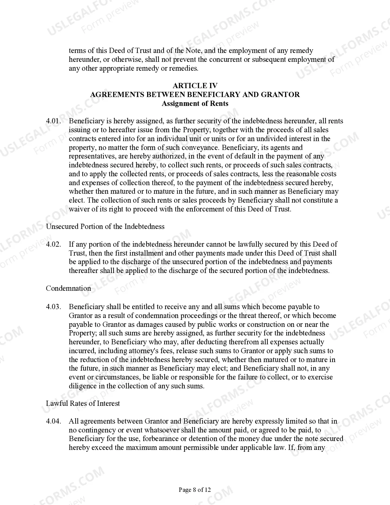 Preview Deed of Trust and Security Agreement