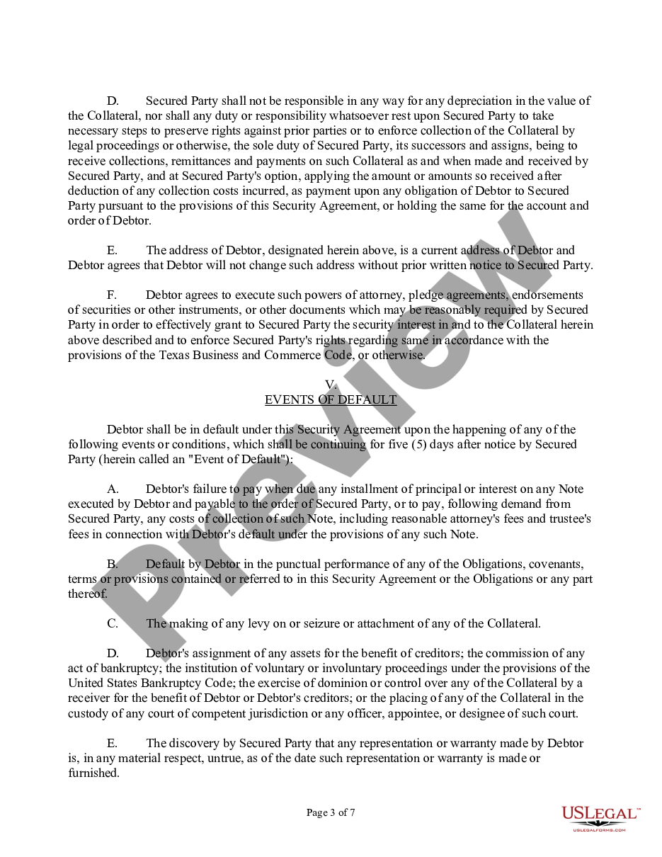 page 2 UCC Security agreement preview
