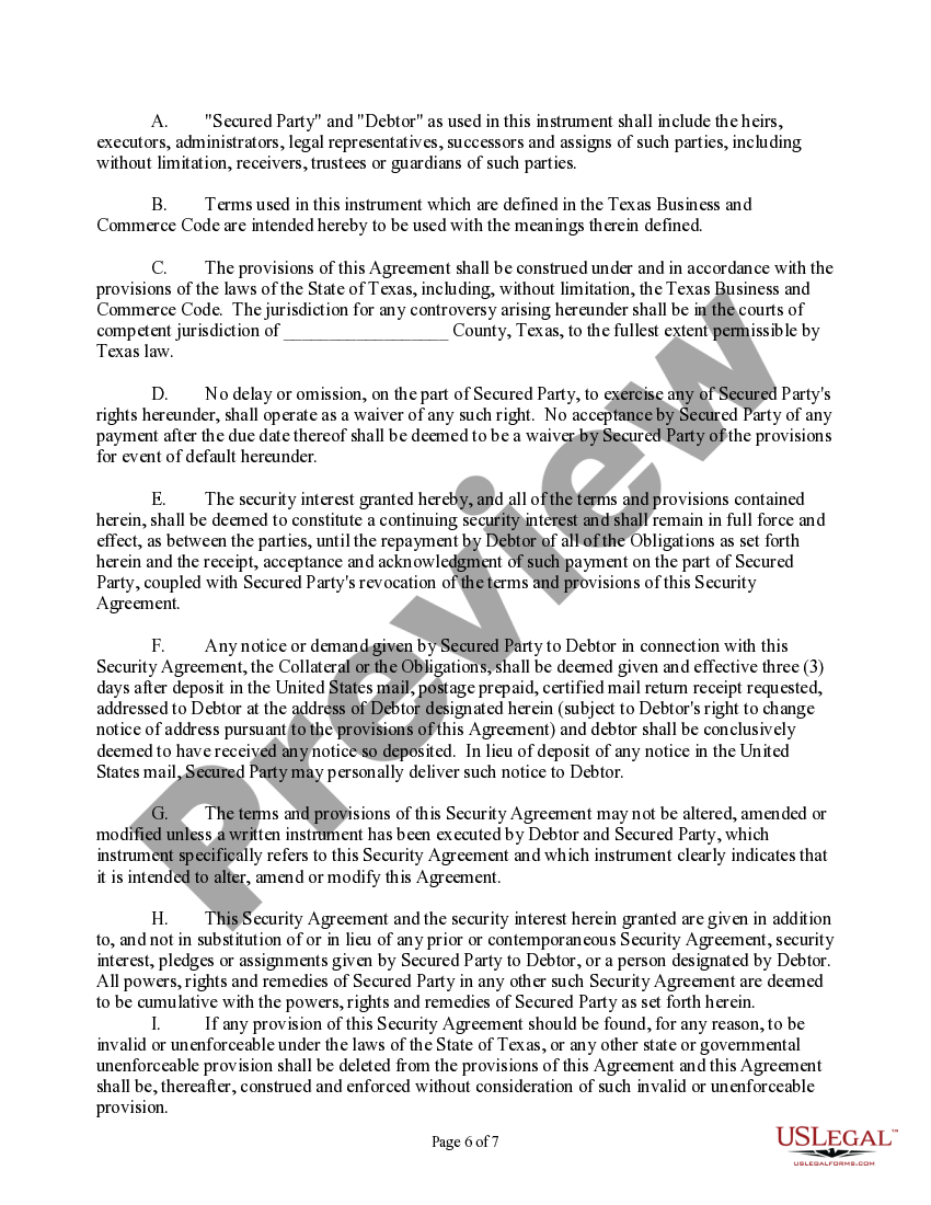 Texas UCC Security agreement Texas Ucc Forms US Legal Forms