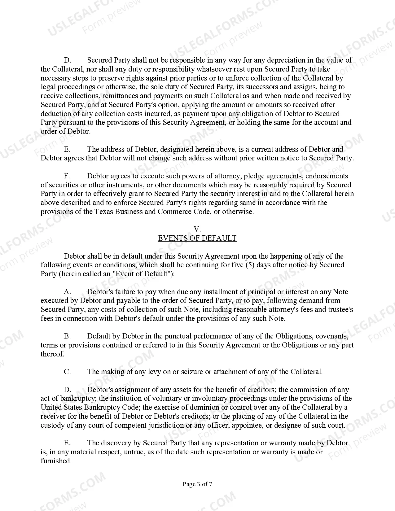 Preview UCC Security agreement