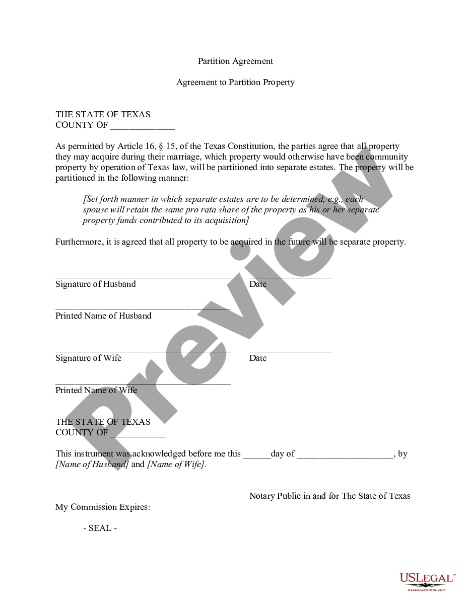 partition-agreement-texas-form-form-us-legal-forms