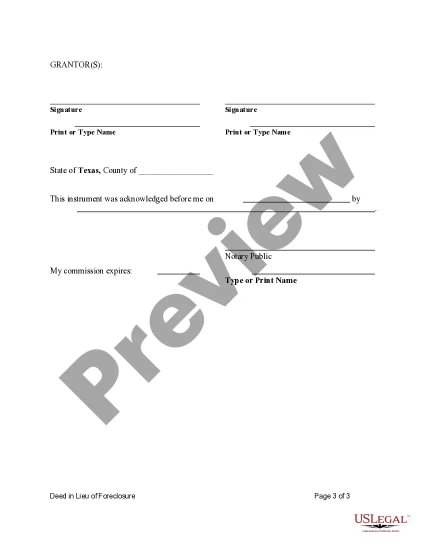 Get Deed in Lieu of Foreclosure Preview Deed in Lieu of Foreclosure