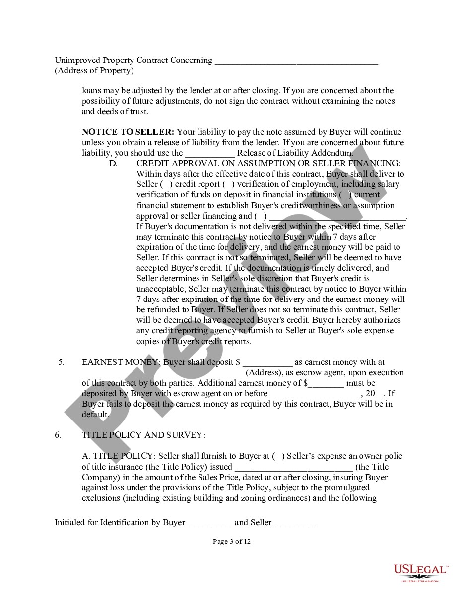 page 2 Unimproved Property Contract preview
