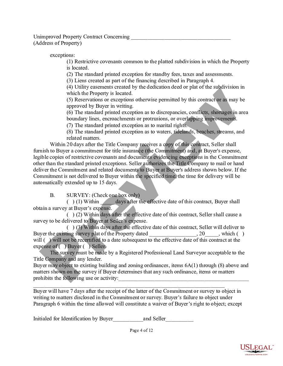 page 3 Unimproved Property Contract preview