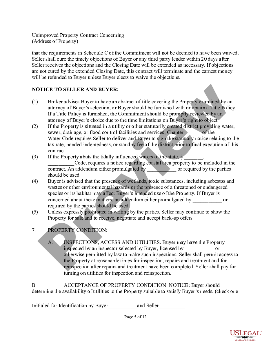 page 4 Unimproved Property Contract preview