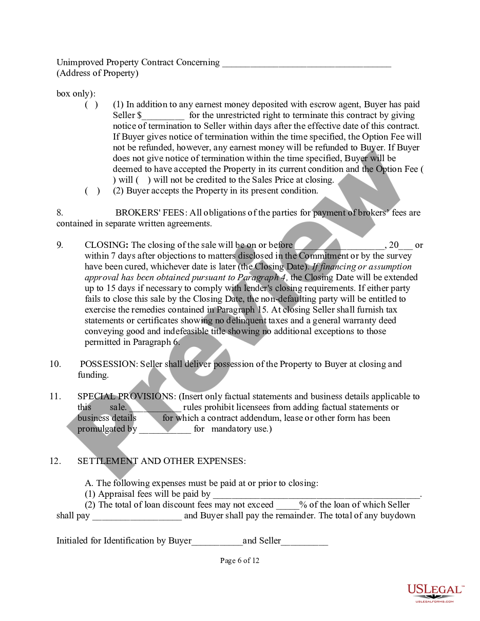 page 5 Unimproved Property Contract preview