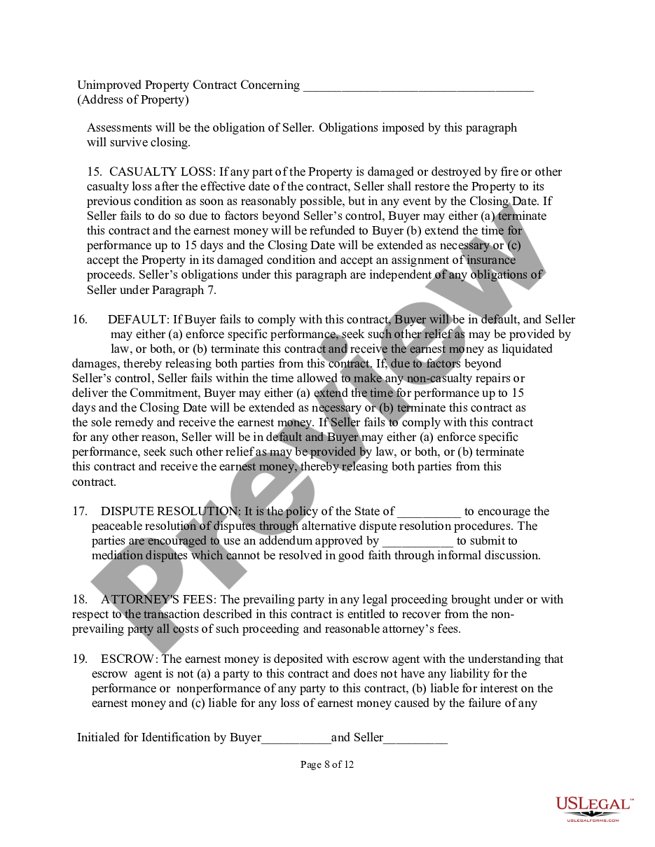 page 7 Unimproved Property Contract preview