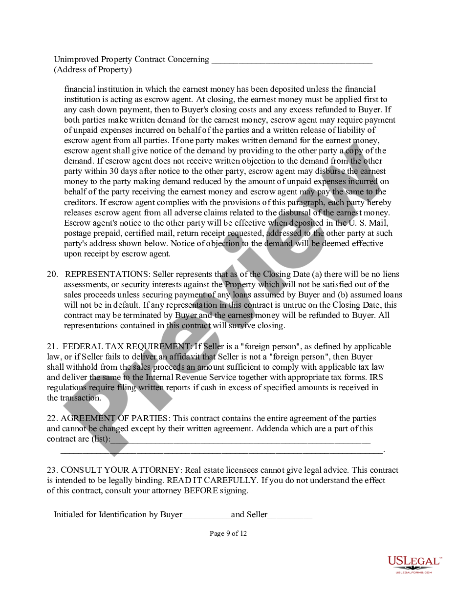 page 8 Unimproved Property Contract preview
