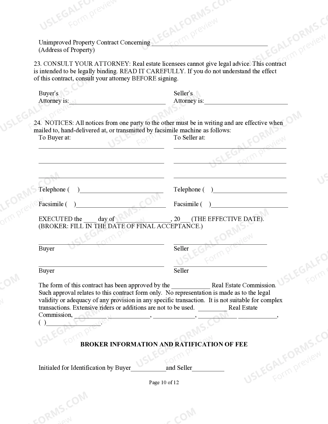 Preview Unimproved Property Contract