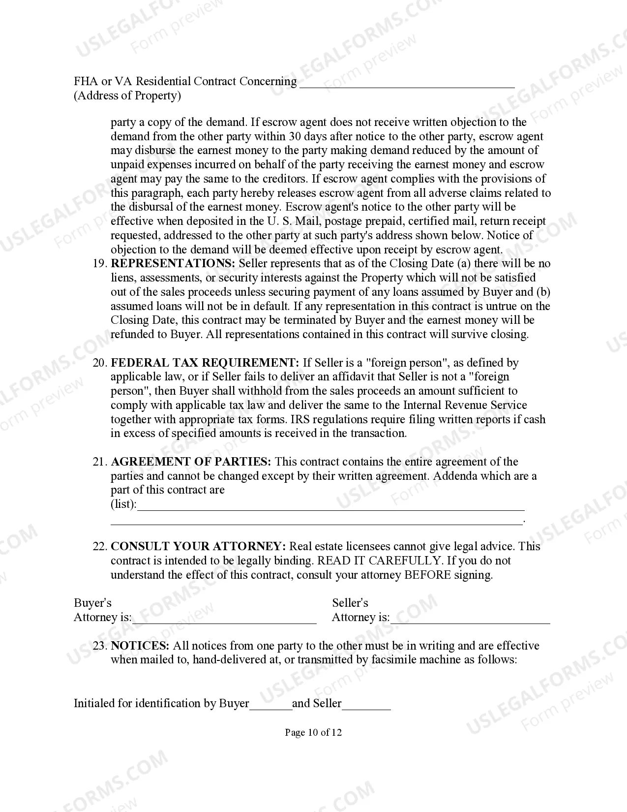 Preview One to Four Family Residential Contract (Resale)