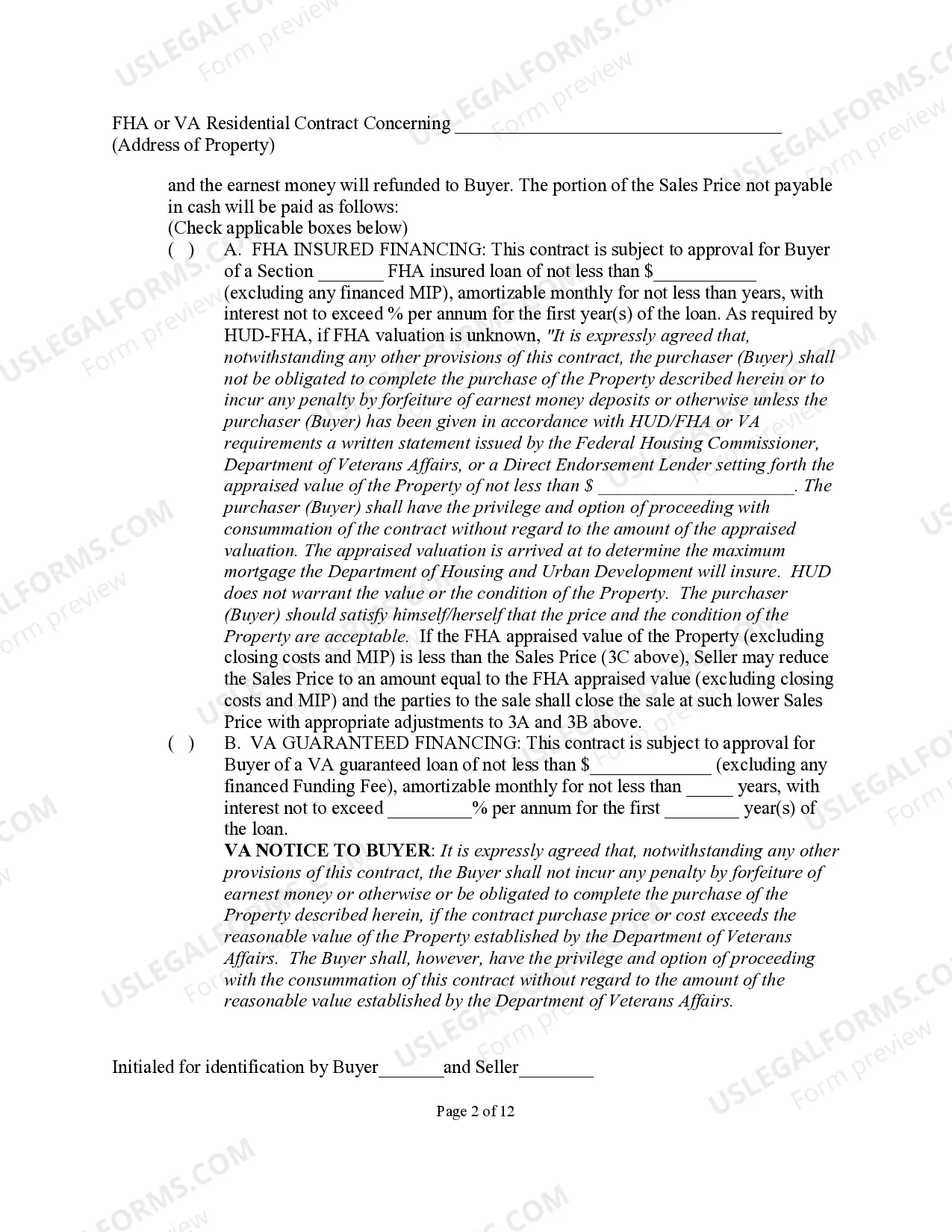 Preview One to Four Family Residential Contract (Resale)