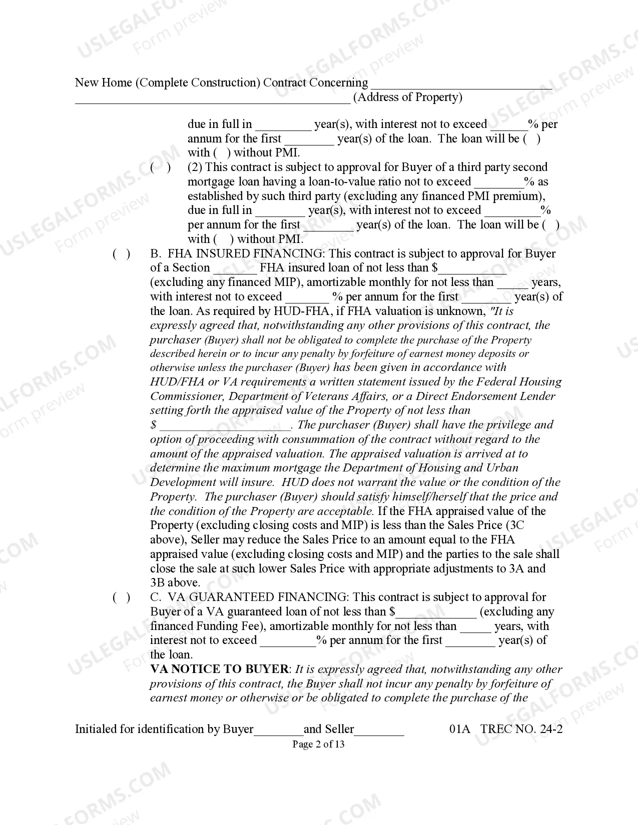 Preview New Home Contract (Completed Construction)