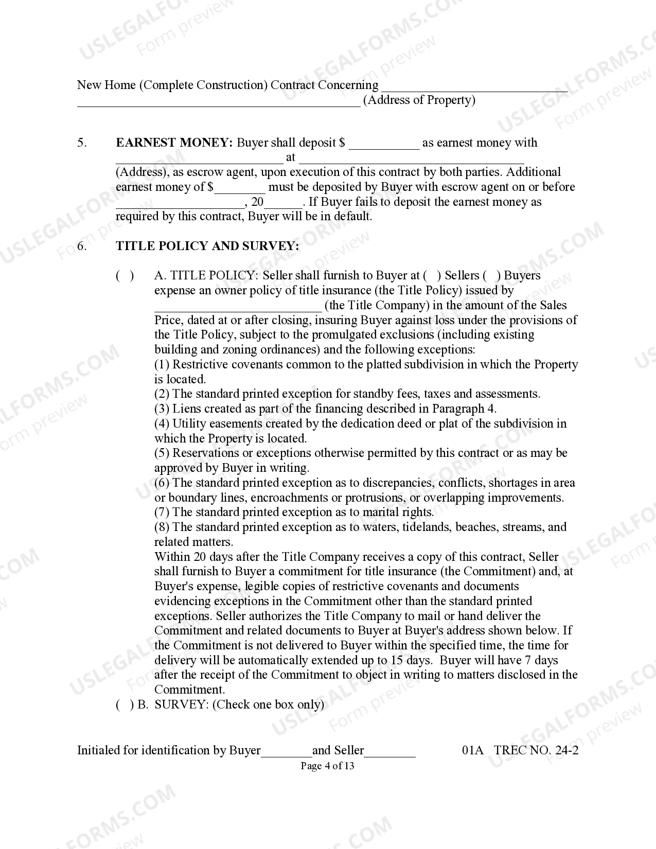 Preview New Home Contract (Completed Construction)