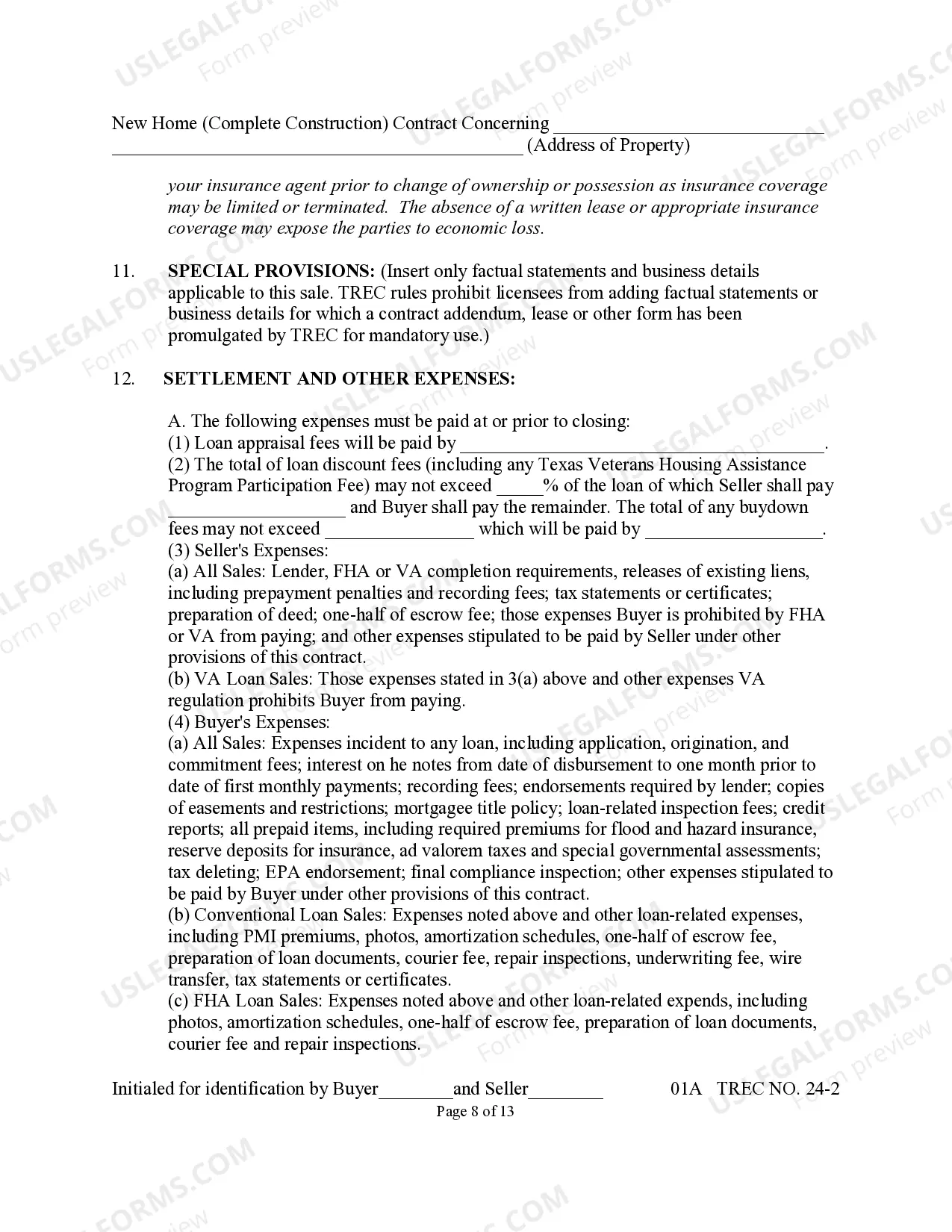 Preview New Home Contract (Completed Construction)