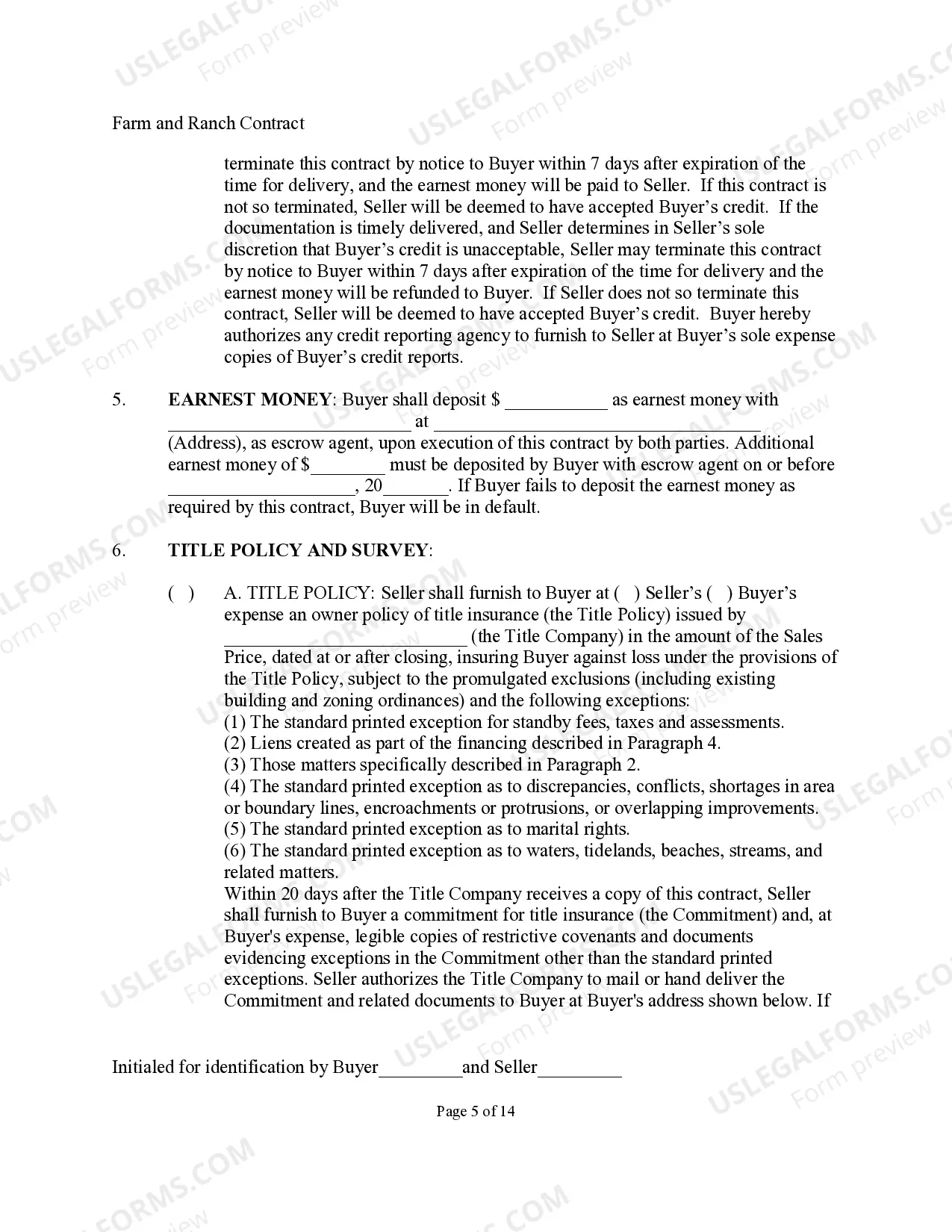 Preview Farm and Ranch Contract