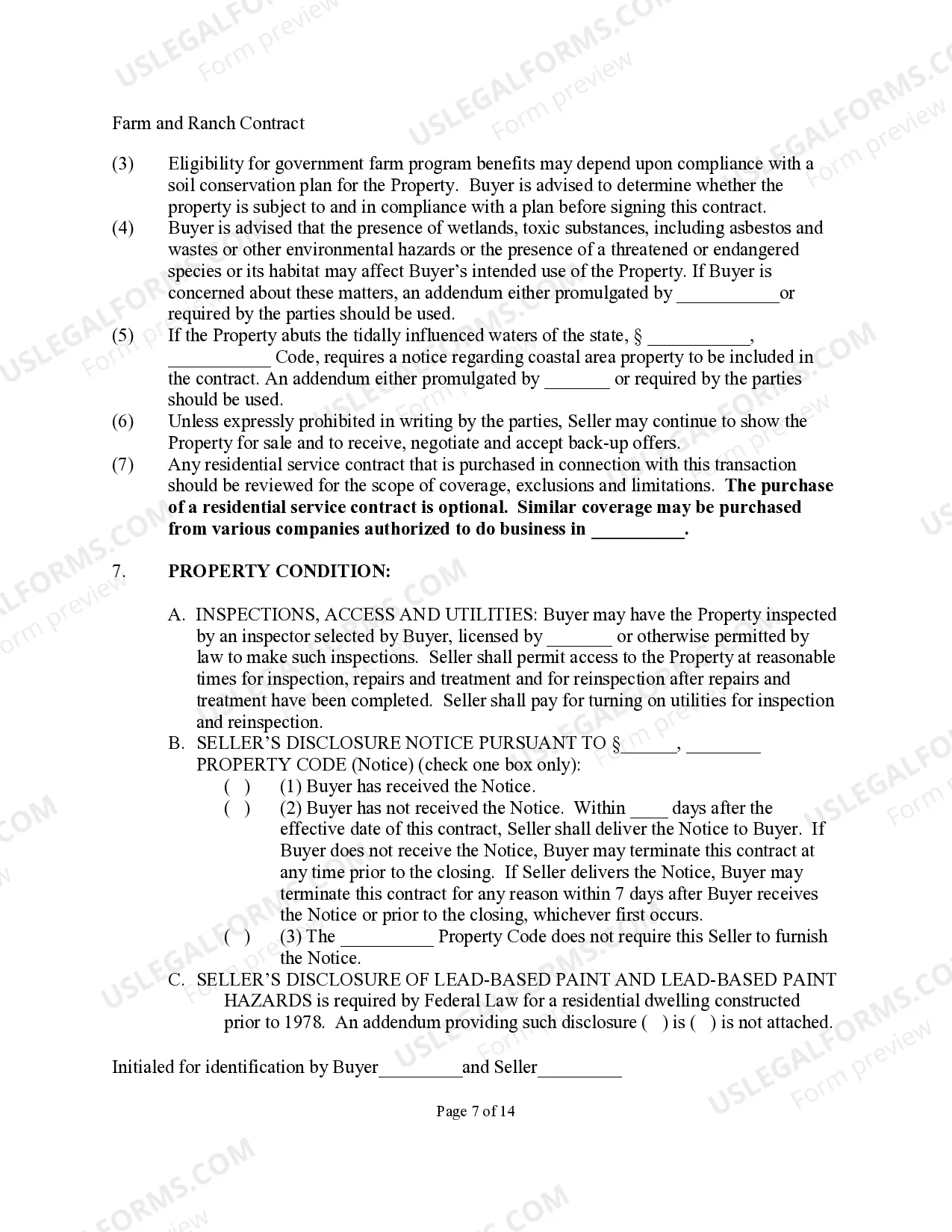 Preview Farm and Ranch Contract