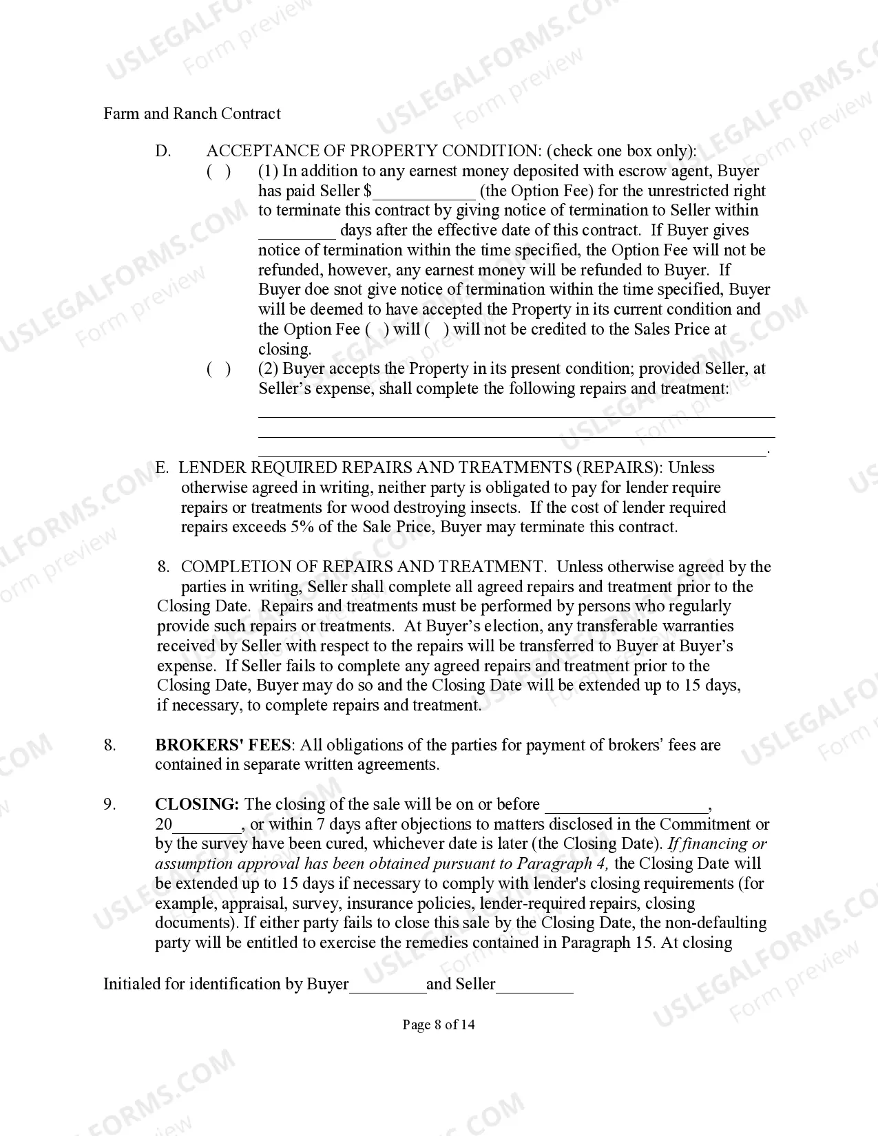 Preview Farm and Ranch Contract