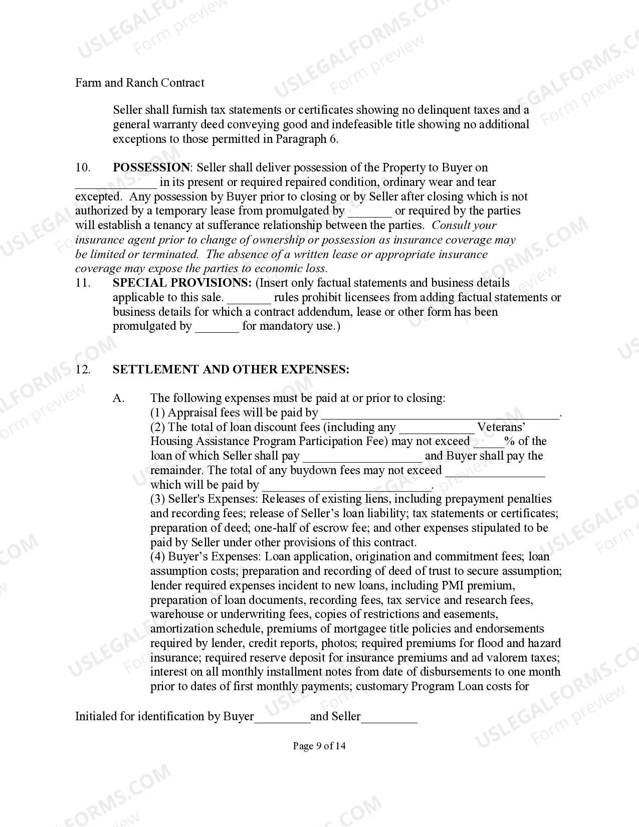 Preview Farm and Ranch Contract