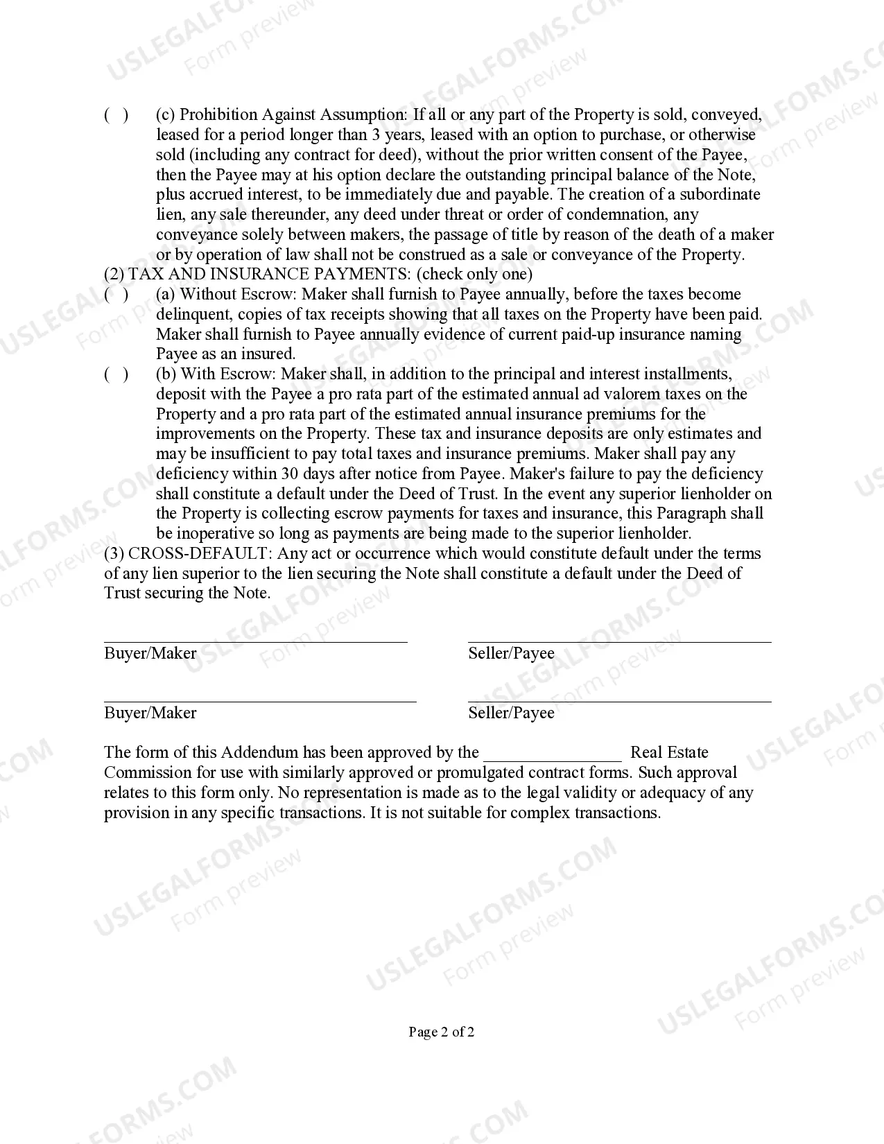 Preview Seller Financing Addendum