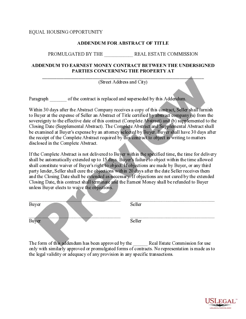Get Addendum for Abstract of Title Preview Addendum for Abstract of Title