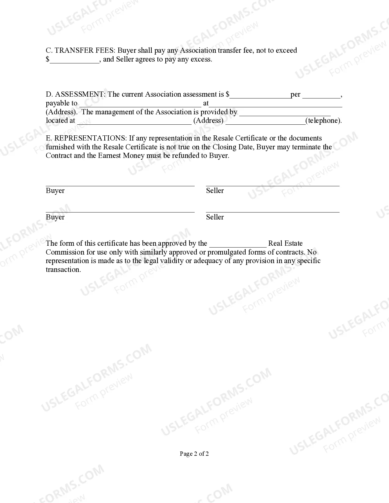 Preview Addendum For Property Subject To Mandatory Membership In A Property Owners Association