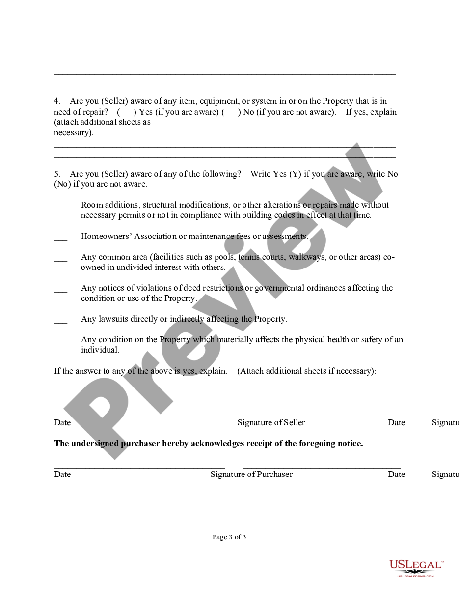 page 2 Seller's Disclosure of Property Condition preview