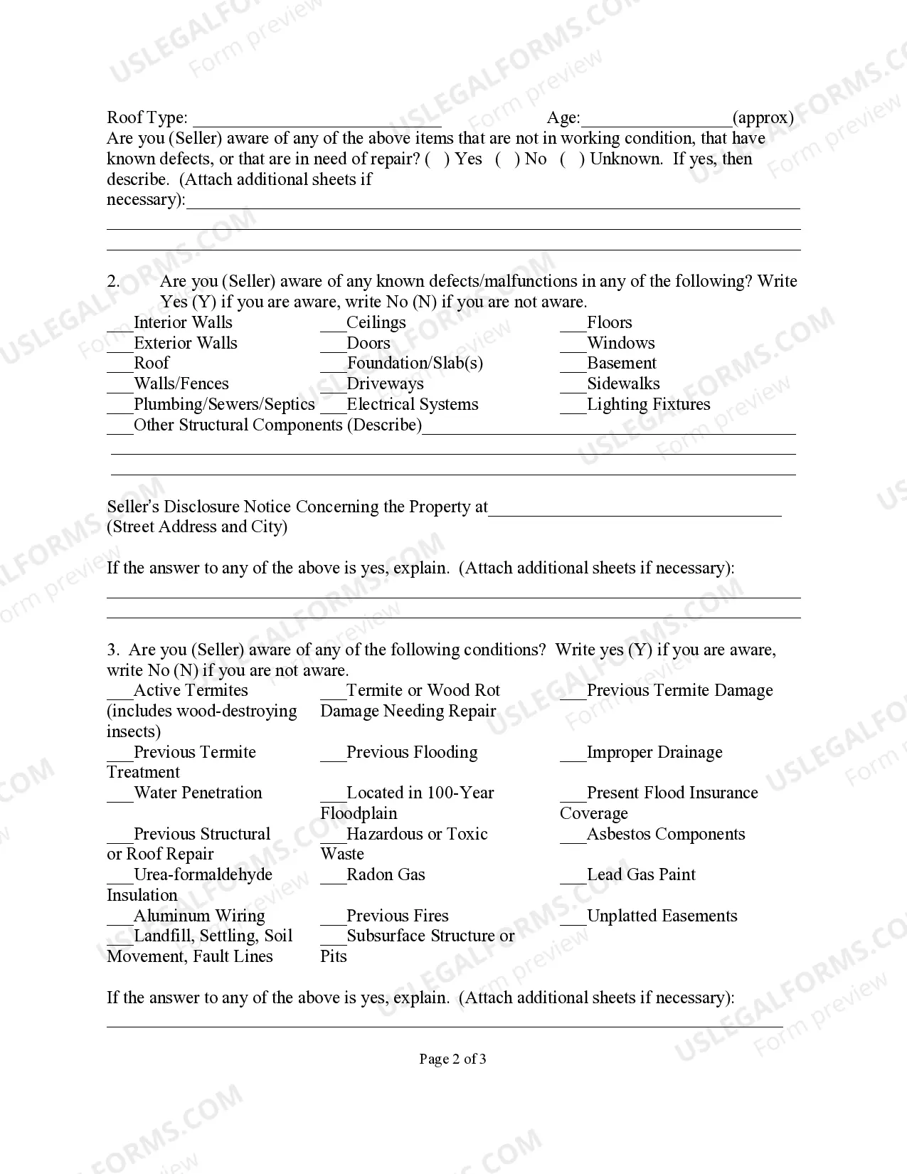 Preview Sellers Disclosure of Property Condition