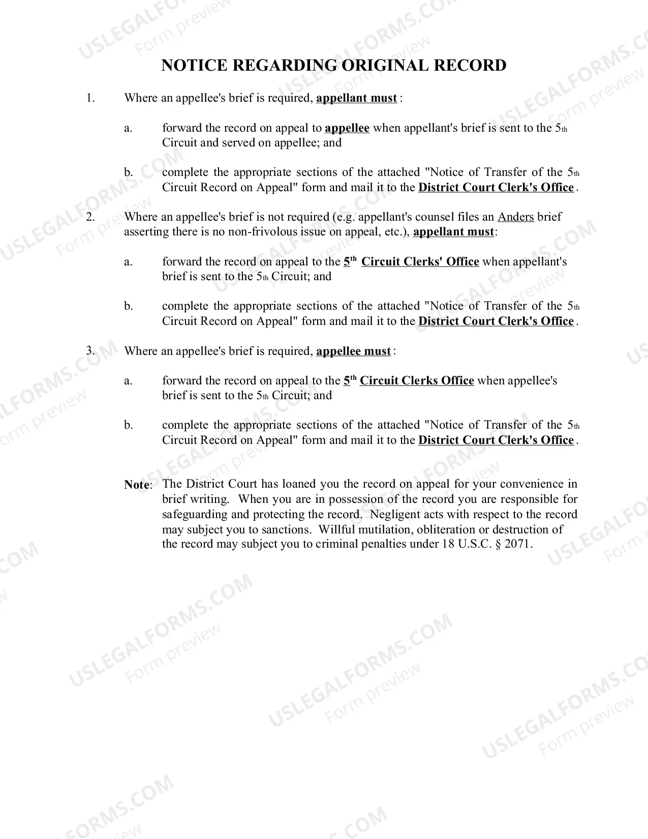 Preview Appeal Transfer of Record Form