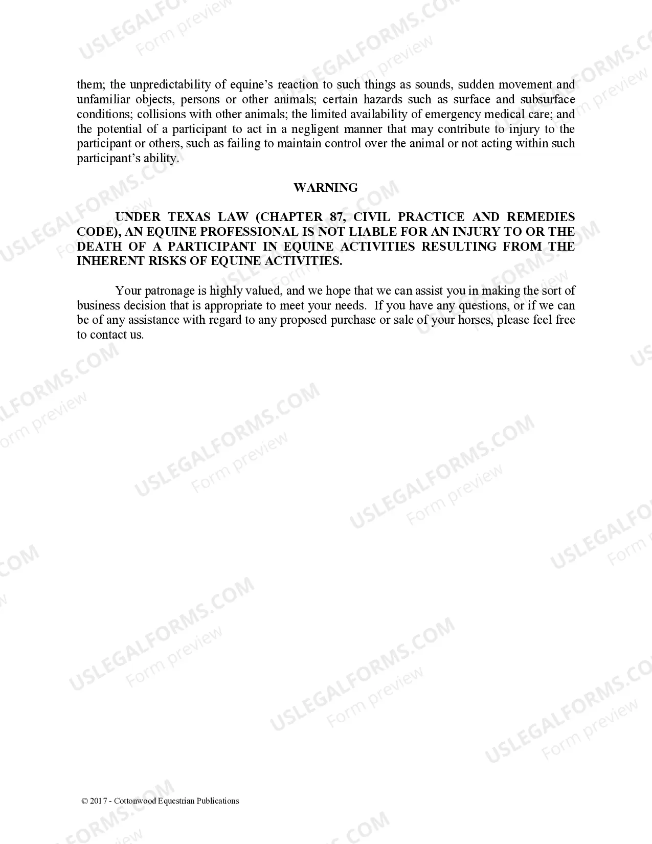 Preview Pre-Purchase Recommendations - Horse Equine Forms