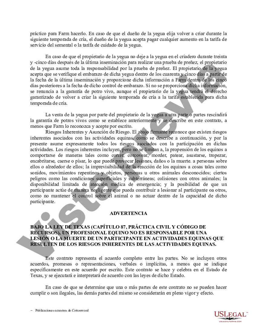 Preview Contrato de servicio de semental - Formularios equinos de caballos