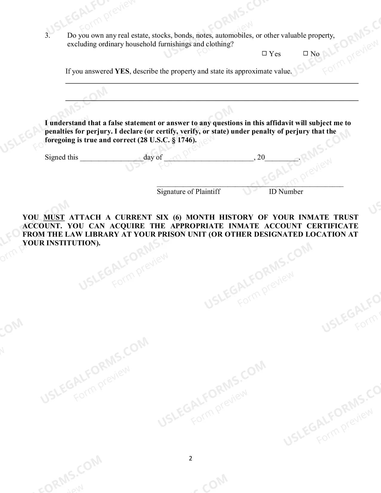 Preview Motion to Proceed In Forma Pauperis - Prisoner