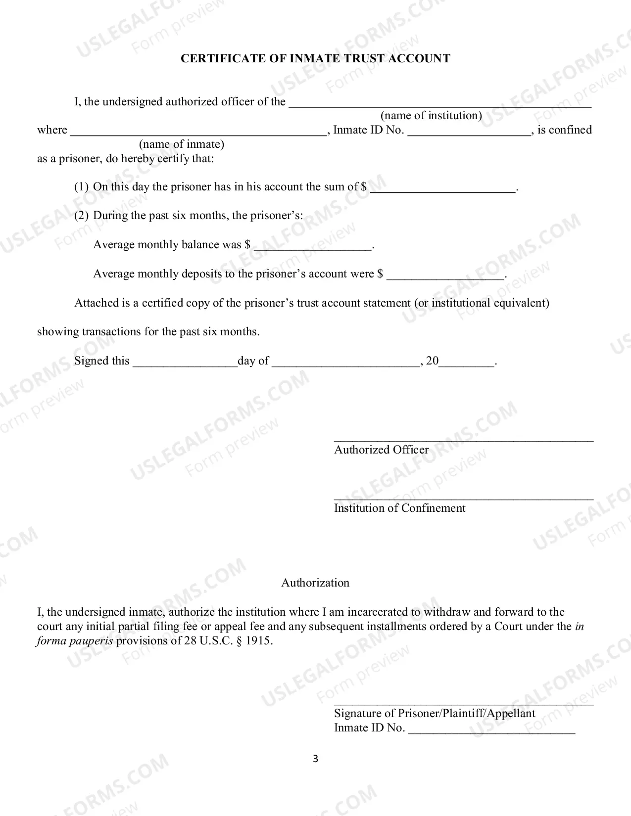 Preview Motion to Proceed In Forma Pauperis - Prisoner