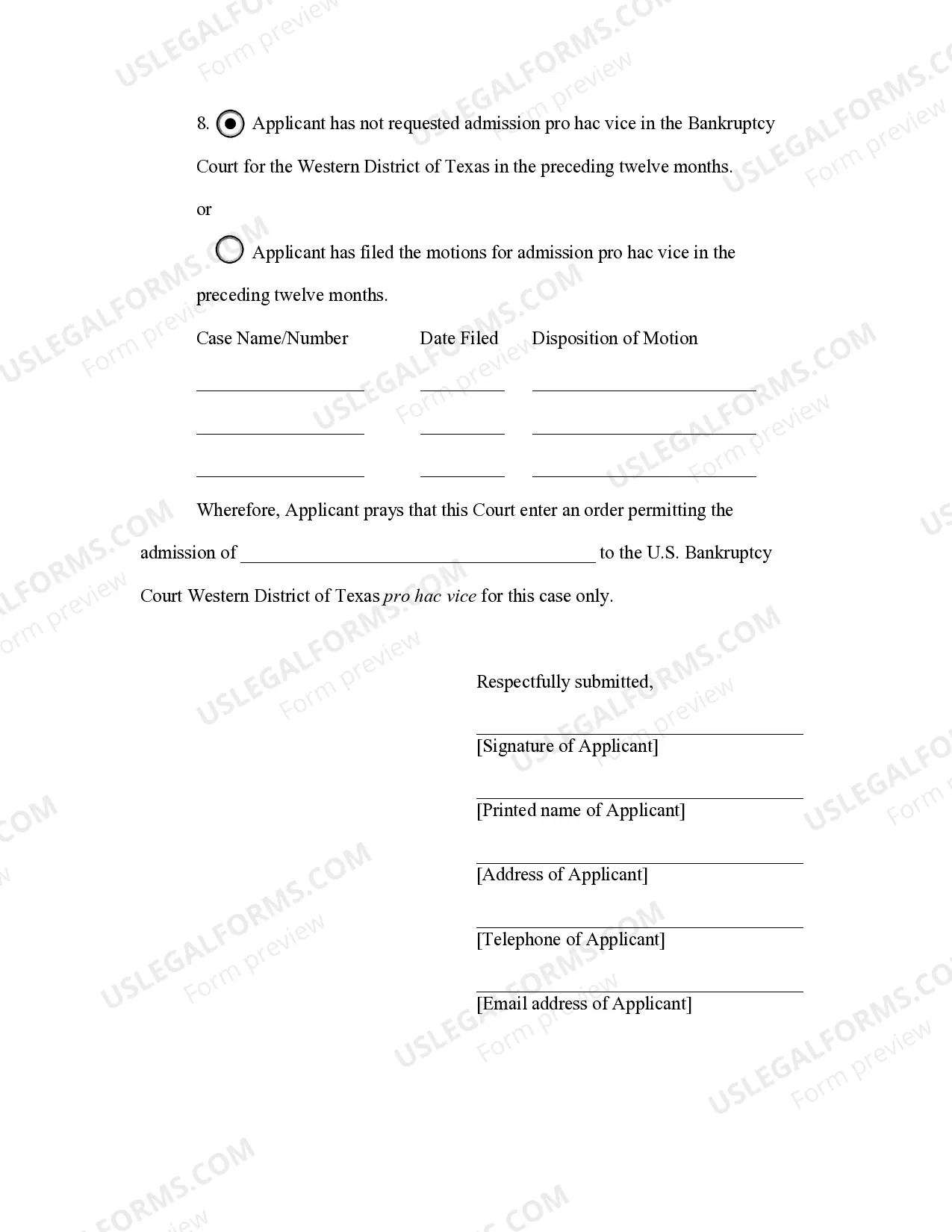 Preview Motion For Admission Pro Hac Vice