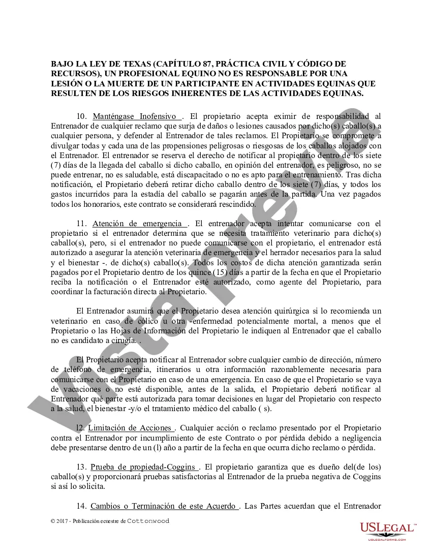 Preview Contrato de Entrenamiento - Caballo Equino Formas